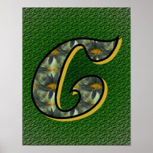 Monogram Initiaal C Madeliefjes Bloem Kunst Poster