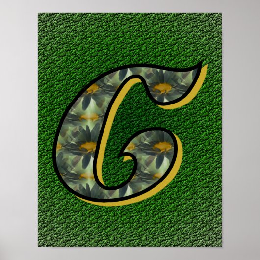 Monogram Initiaal C Madeliefjes Bloem Kunst Poster (Voorkant)