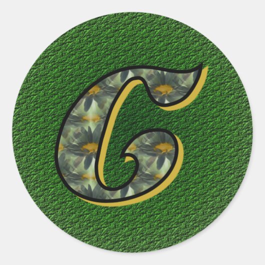 Monogram Initiaal C Madeliefjes Bloem Kunst Ronde Sticker (Voorkant)