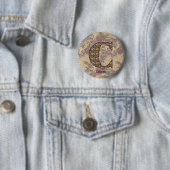 Monogram Initiaal C Vintae Bloemstuk Persoonlijk Ronde Button 5,7 Cm (In situ)