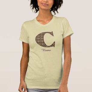 Monogram Initiaal C Vintage Bloem Motief Persoonli T-shirt