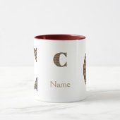 Monogram Initiaal C Vintage Bloem Personalized Mok (Midden)