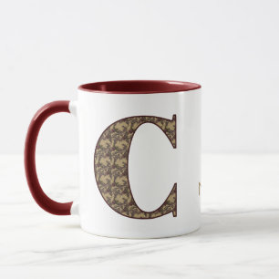 Monogram Initiaal C Vintage Bloem Personalized Mok