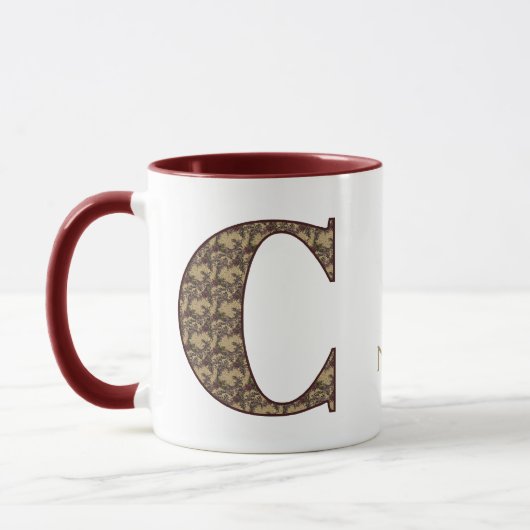Monogram Initiaal C Vintage Bloem Personalized Mok (Links)