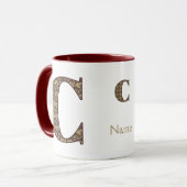 Monogram Initiaal C Vintage Bloem Personalized Mok (Voorkant links)