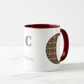 Monogram Initiaal C Vintage Bloem Personalized Mok (Voorkant rechts)