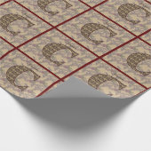 Monogram Initiaal C Vintage Bloemstuk Persoonlijk  Cadeaupapier (Hoek)