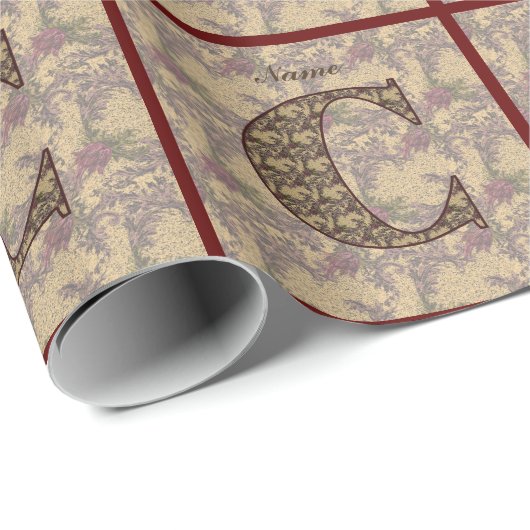 Monogram Initiaal C Vintage Bloemstuk Persoonlijk  Cadeaupapier (Rol Hoek)