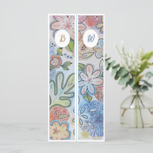 Monogram Initiaal Cheery Floral Twee Bladwijzer (Staand voorkant)