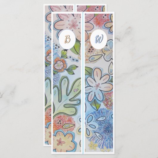 Monogram Initiaal Cheery Floral Twee Bladwijzer (Voorkant / Achterkant)