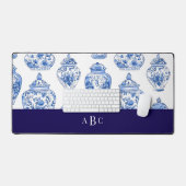 Monogram Initiaal Chinoiserie Floral China Bureaumat (Keyboard & Muis)