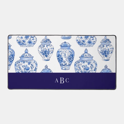 Monogram Initiaal Chinoiserie Floral China Bureaumat (Voorkant)