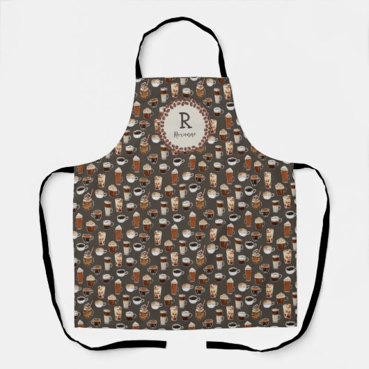 Monogram Initiaal Coffee Lover mam Gift Schort (Voorkant)