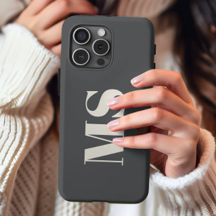 Monogram initiaal crème en grijs iPhone 13 pro max hoesje