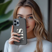 Monogram initiaal crème en grijs iPhone hoesje