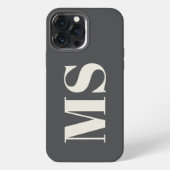 Monogram initiaal crème en grijs iPhone hoesje (Achterkant)
