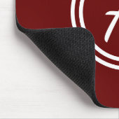 Monogram Initiaal Cute Minimalist Red & White Muismat (Hoek)