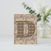 Monogram Initiaal D Elegante Vintage Bloem Briefkaart (Staand voorkant)