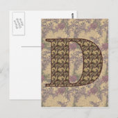 Monogram Initiaal D Elegante Vintage Bloem Briefkaart (Voorkant / Achterkant)