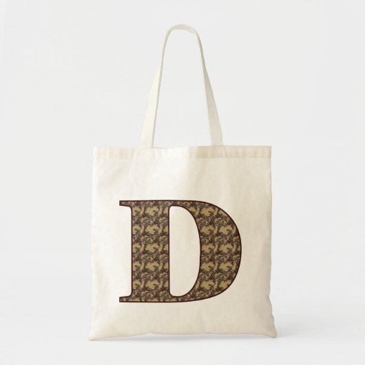 Monogram Initiaal D Elegante Vintage Bloem Tote Bag (Voorkant)