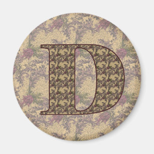 Monogram Initiaal D Elegante Vintage Bloemen Magneet