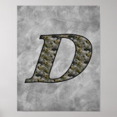 Monogram Initiaal D Hortensia Bloemen Poster (Voorkant)
