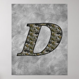 Monogram Initiaal D Hortensia Bloemen Poster