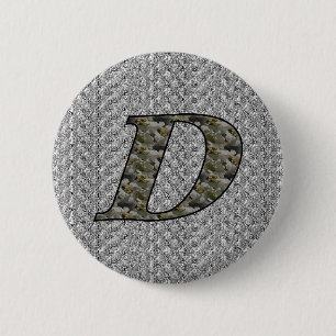 Monogram Initiaal D Hortensia Bloemen Ronde Button 5,7 Cm