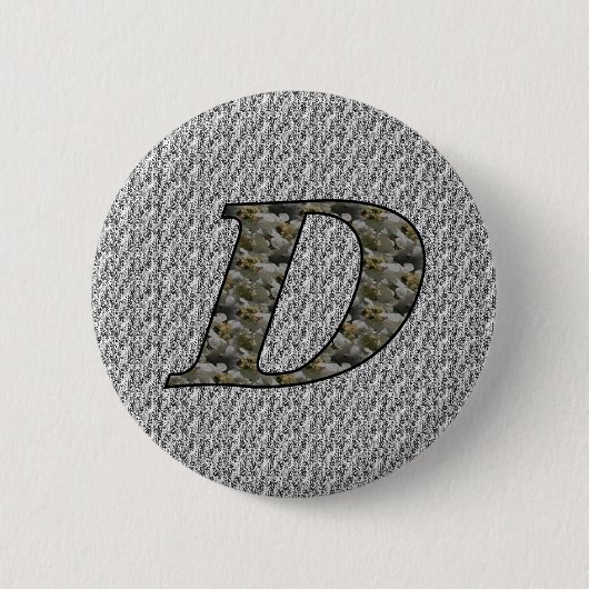 Monogram Initiaal D Hortensia Bloemen Ronde Button 5,7 Cm (Voorkant)