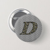 Monogram Initiaal D Hortensia Bloemen Ronde Button 5,7 Cm (Voorkant /achterkant)