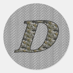 Monogram Initiaal D Hortensia Bloemen Ronde Sticker