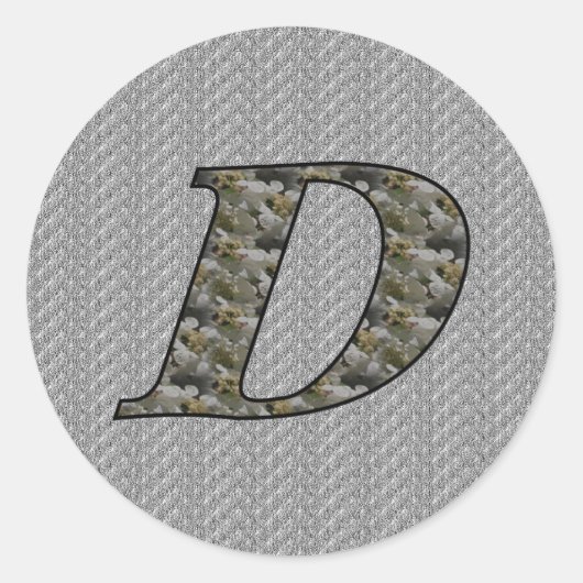 Monogram Initiaal D Hortensia Bloemen Ronde Sticker (Voorkant)
