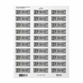 Monogram Initiaal D Hortensia Retouradres Etiket (Full Sheet)
