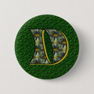 Monogram Initiaal D Madeliefje Bloem Kunst Ronde Button 5,7 Cm