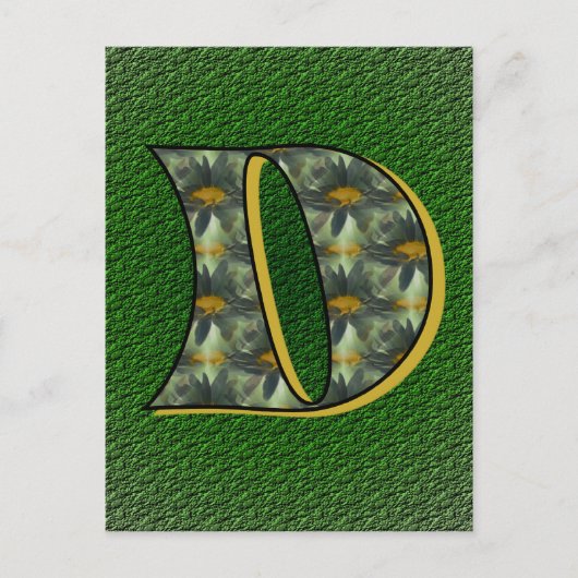 Monogram Initiaal D Madeliefjes Bloem Kunst Briefkaart (Voorkant)