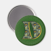 Monogram Initiaal D Madeliefjes Bloem Kunst Magneet (Voorkant / Achterkant)