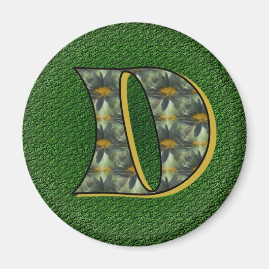 Monogram Initiaal D Madeliefjes Bloem Kunst Magneet (Voorkant)