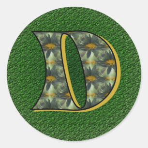 Monogram Initiaal D Madeliefjes Bloem Kunst Ronde Sticker