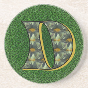 Monogram Initiaal D Madeliefjes Bloem Kunst Zandsteen Onderzetter