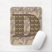 Monogram Initiaal D Vintage Bloem Muismat (Met muis)
