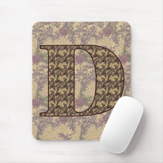 Monogram Initiaal D Vintage Bloem Muismat (Met muis)
