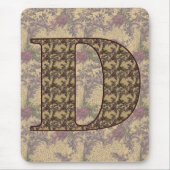 Monogram Initiaal D Vintage Bloem Muismat (Voorkant)