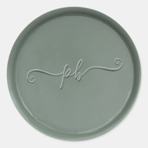 Monogram Initiaal Dark Sage Wax Seal Sticker