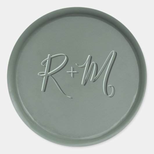 Monogram Initiaal Dark Sage Wax Seal Sticker (Voorkant)