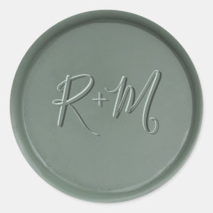 Monogram Initiaal Dark Sage Wax Seal Sticker