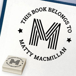 Monogram initiaal dit boek behoort tot bibliotheek rubberstempel