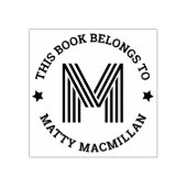 Monogram initiaal dit boek is eigendom van bibliot rubberstempel (Afrduk)