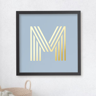 Monogram initiaal dusty blauw om het even welke kl folie afdrukken