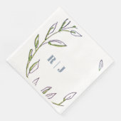 Monogram Initiaal Dusty Blue Green Leaf Art Weddin Servet (Hoek)