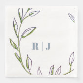 Monogram Initiaal Dusty Blue Green Leaf Art Weddin Servet (Voorkant)